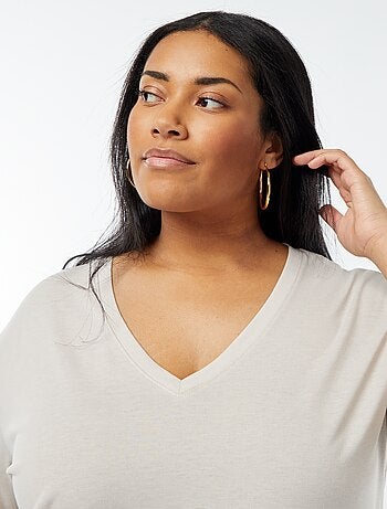 T-shirt basic tinta unita scollo a V