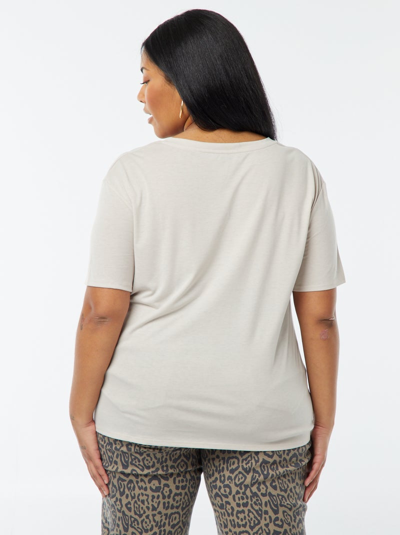 T-shirt basic tinta unita scollo a V Grigio - Kiabi
