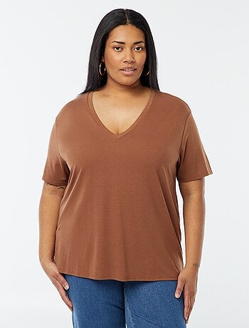 T-shirt basic tinta unita scollo a V