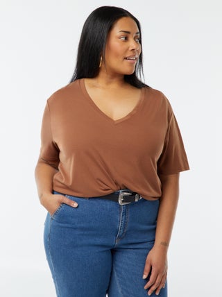 T-shirt basic tinta unita scollo a V