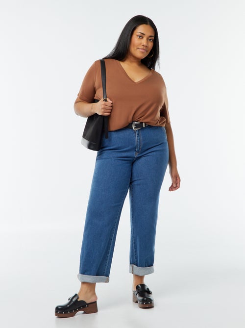 T-shirt basic tinta unita scollo a V - Kiabi