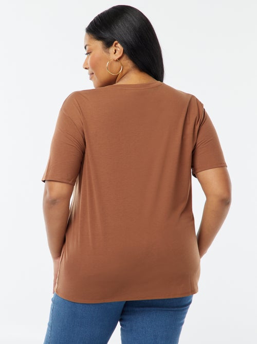 T-shirt basic tinta unita scollo a V - Kiabi