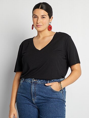T-shirt basic tinta unita scollo a V