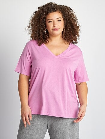 T-shirt basic tinta unita scollo a V
