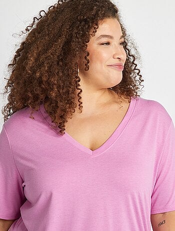 T-shirt basic tinta unita scollo a V