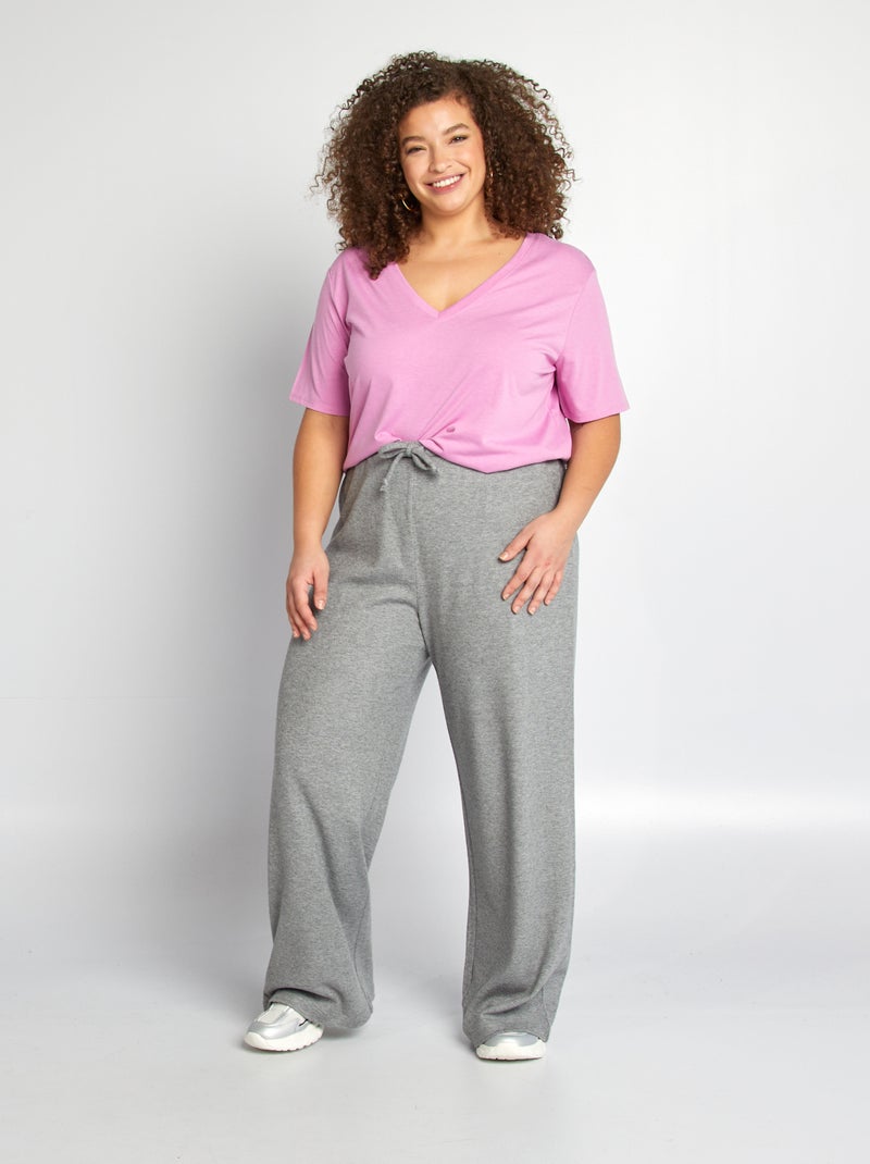 T-shirt basic tinta unita scollo a V ROSA - Kiabi