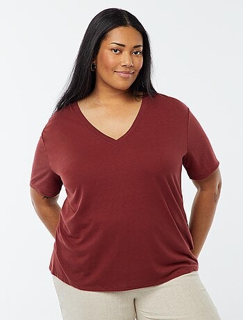 T-shirt basic tinta unita scollo a V