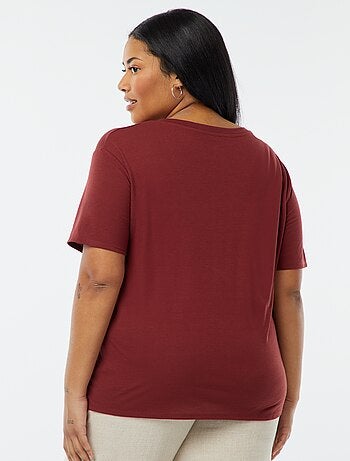 T-shirt basic tinta unita scollo a V