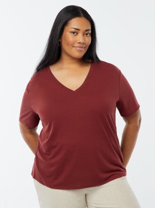 T-shirt basic tinta unita scollo a V