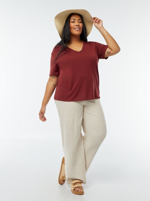 T-shirt basic tinta unita scollo a V - Kiabi