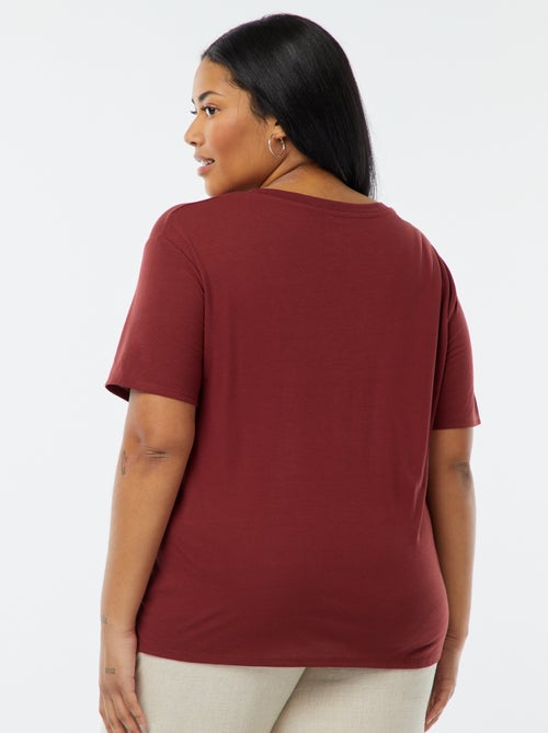 T-shirt basic tinta unita scollo a V - Kiabi