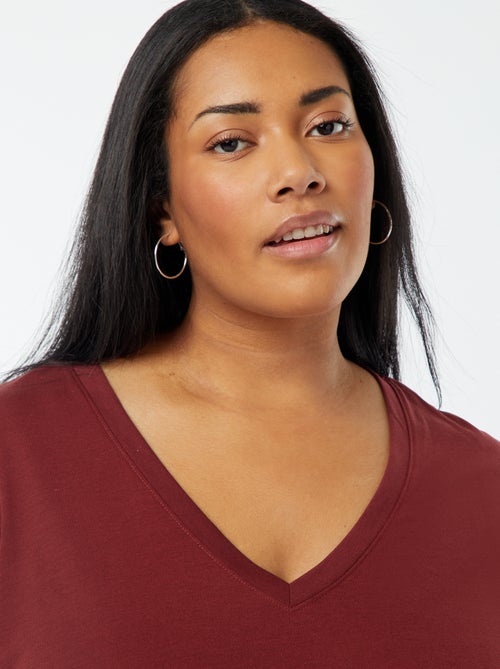 T-shirt basic tinta unita scollo a V - Kiabi