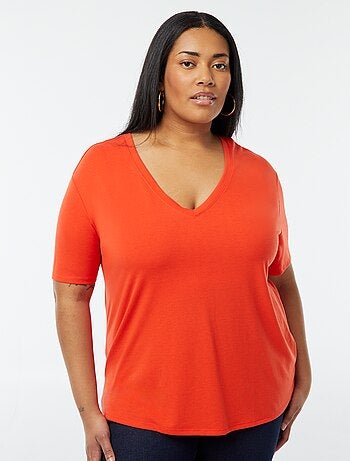 T-shirt basic tinta unita scollo a V