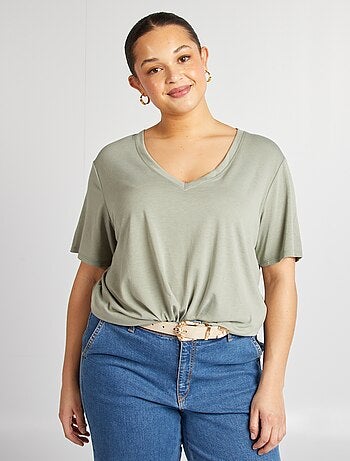 T-shirt basic tinta unita scollo a V