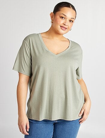 T-shirt basic tinta unita scollo a V