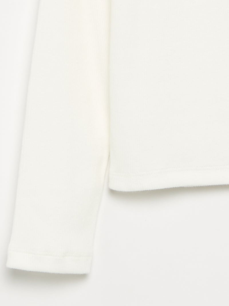 T-shirt basica a costine Bianco - Kiabi
