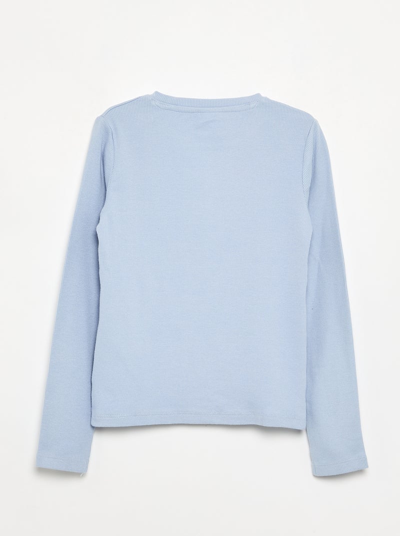 T-shirt basica a costine Blu - Kiabi