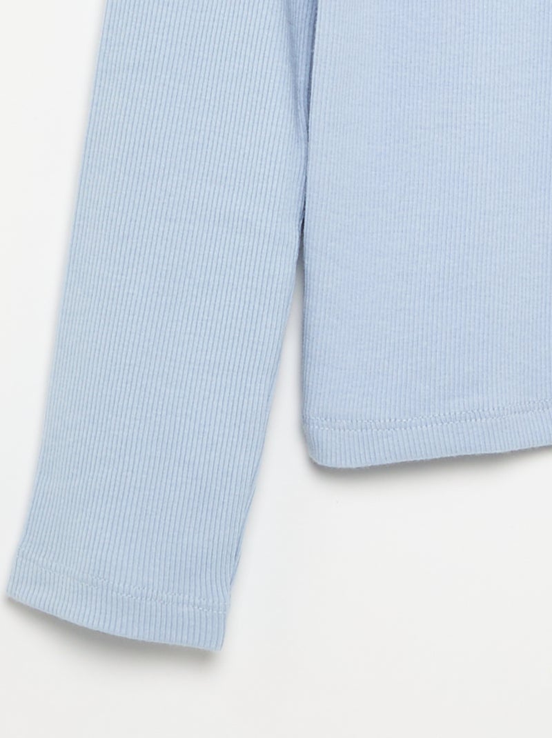 T-shirt basica a costine Blu - Kiabi