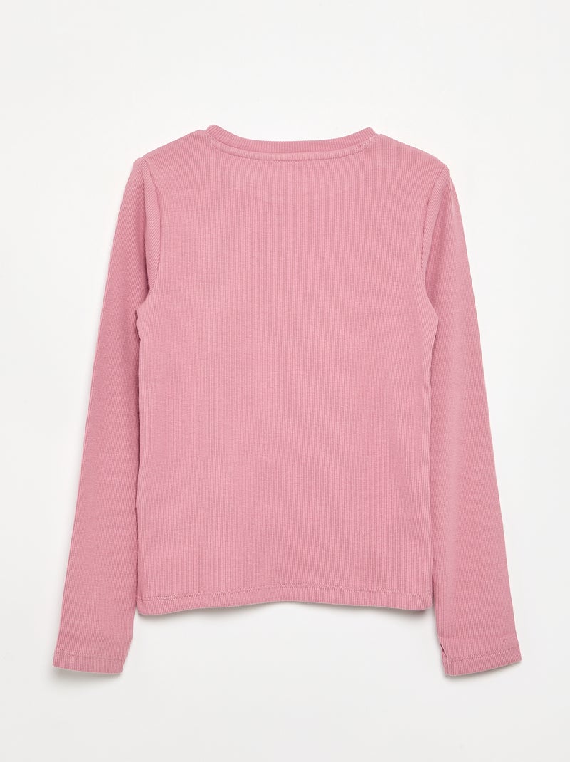 T-shirt basica a costine Rosa - Kiabi