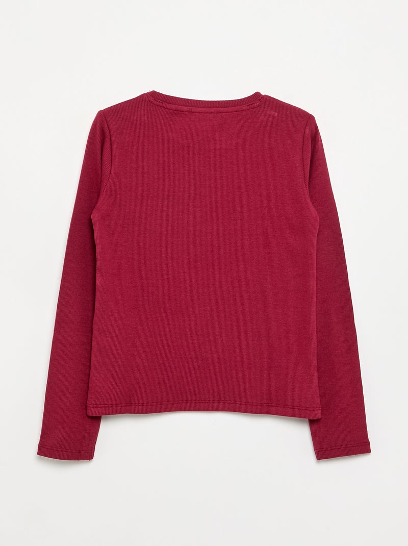 T-shirt basica a costine Rosso - Kiabi