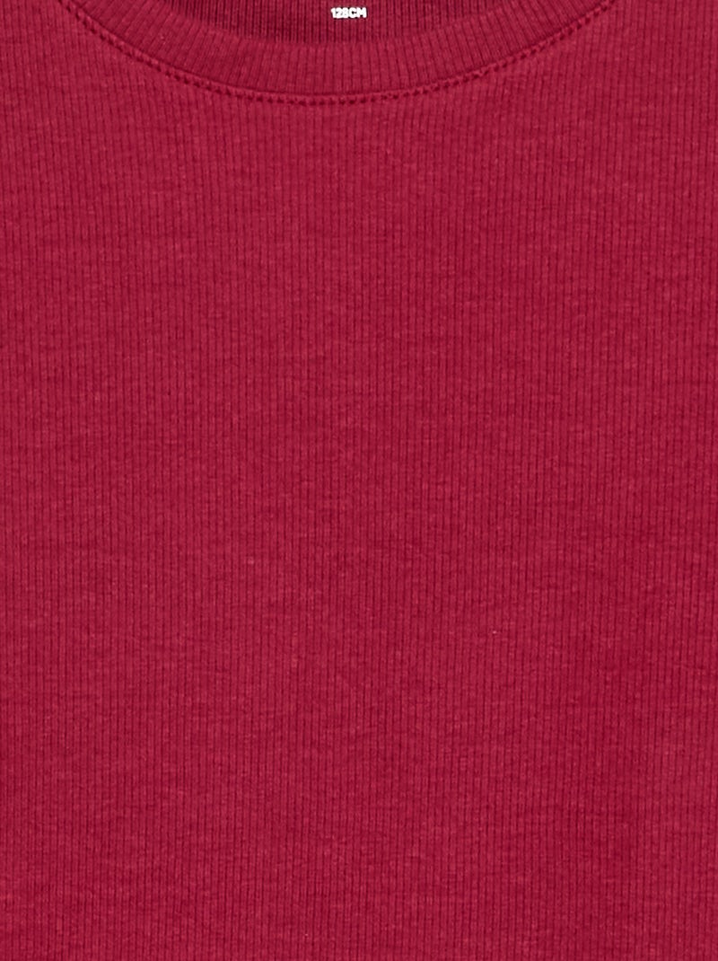 T-shirt basica a costine Rosso - Kiabi