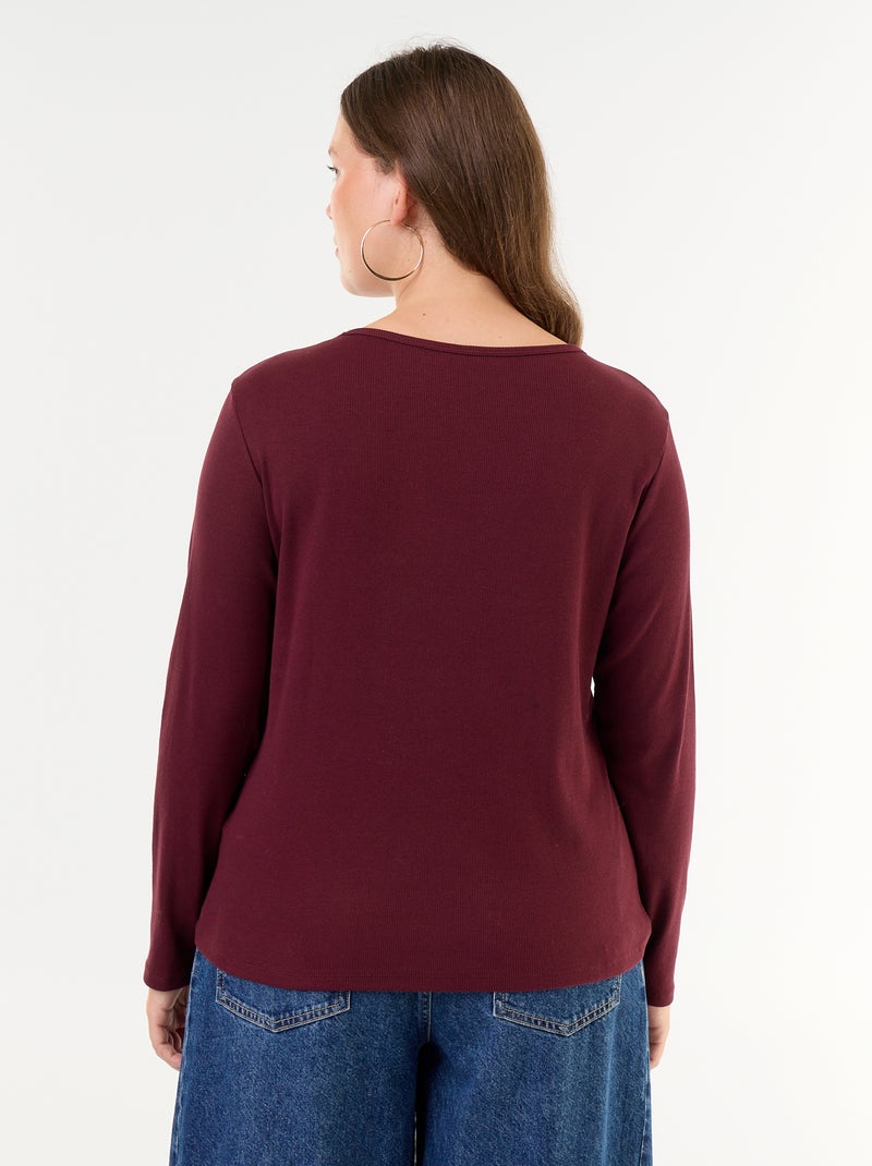 T-shirt basica a costine Rosso - Kiabi