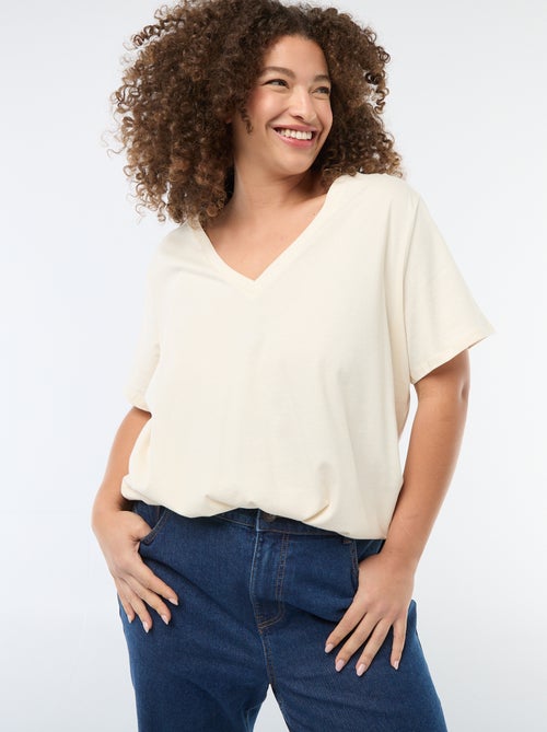 T-shirt basica a maniche corte e scollo a V - Kiabi