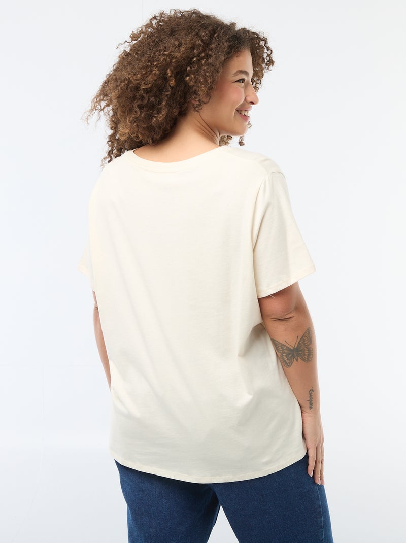 T-shirt basica a maniche corte e scollo a V Bianco - Kiabi