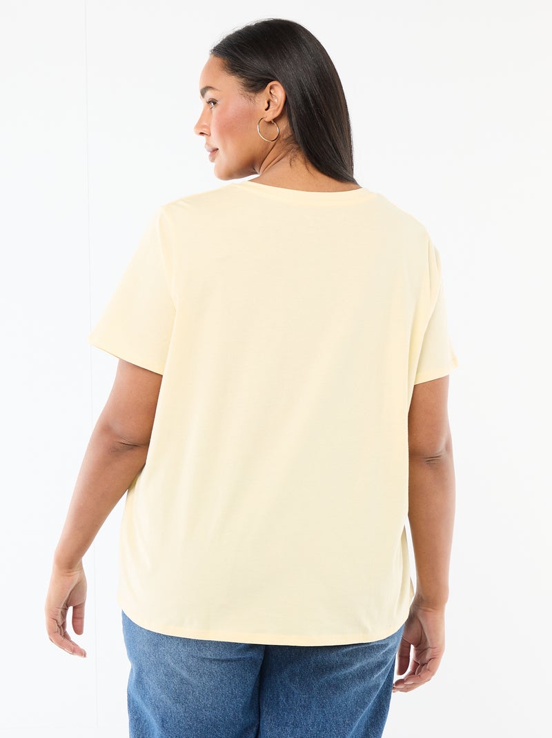 T-shirt basica a maniche corte e scollo a V Giallo - Kiabi