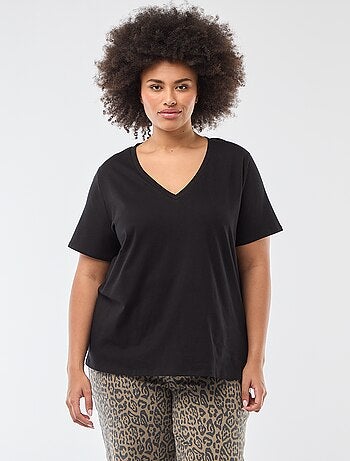 T-shirt basica a maniche corte e scollo a V