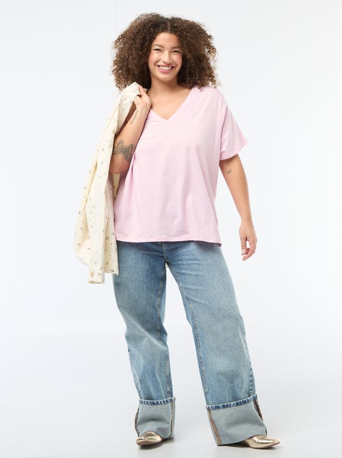 T-shirt basica a maniche corte e scollo a V - Kiabi