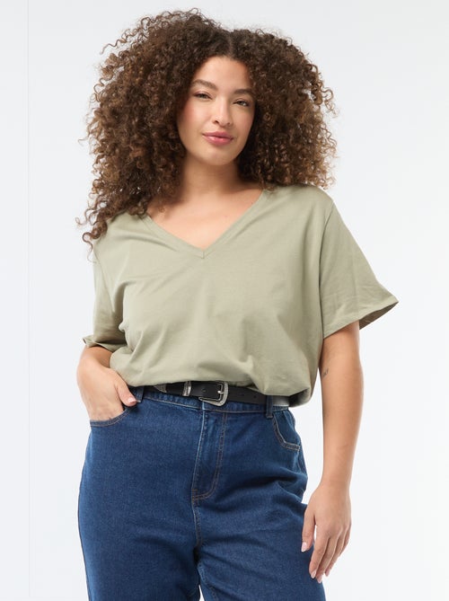 T-shirt basica a maniche corte e scollo a V - Kiabi