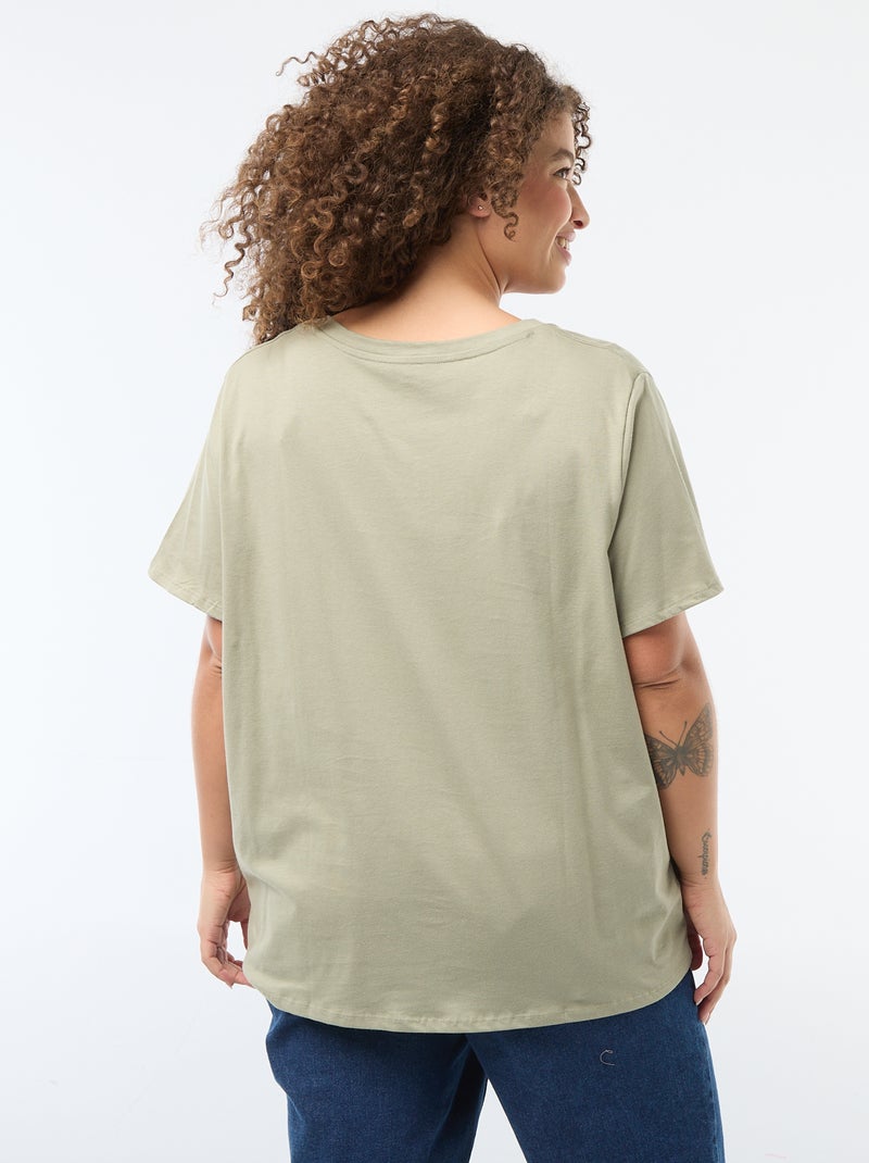 T-shirt basica a maniche corte e scollo a V Verde - Kiabi