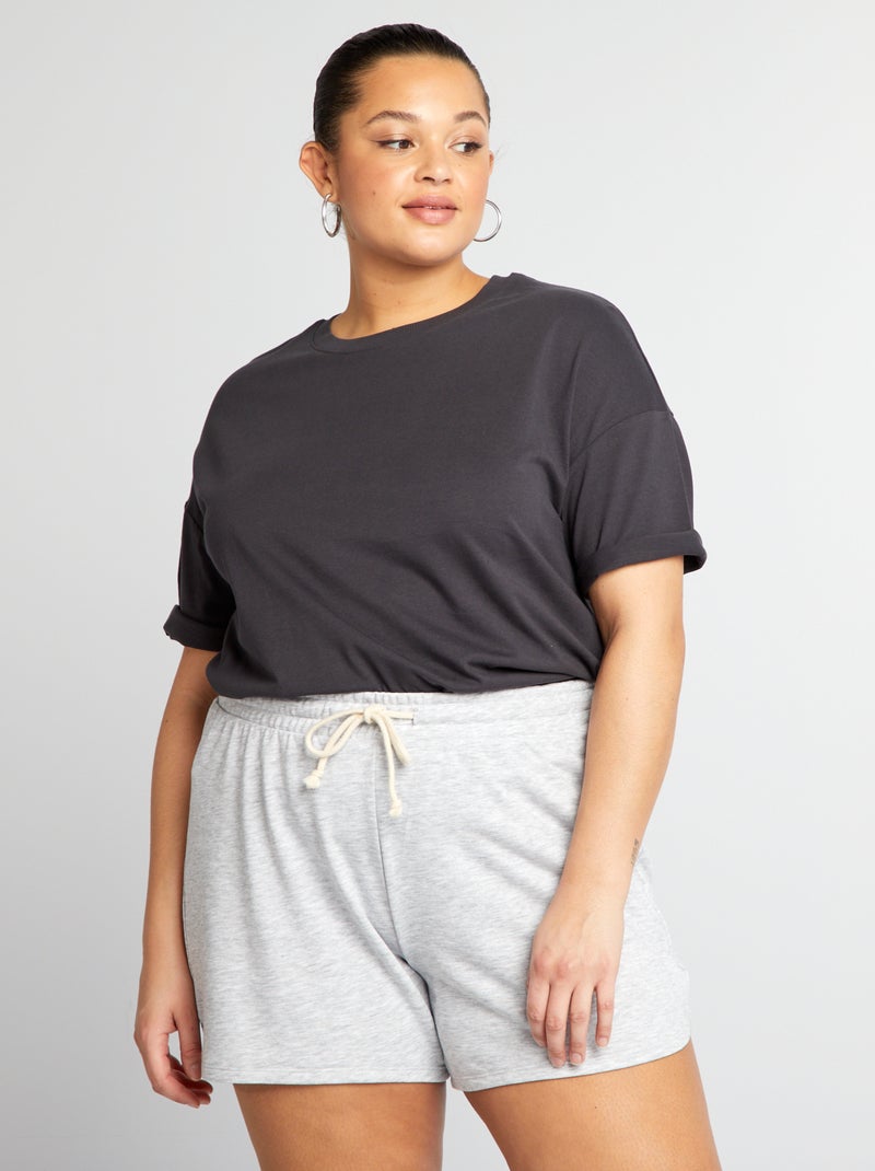 T-shirt basica a spalla scesa - Tough Cotton NERO - Kiabi