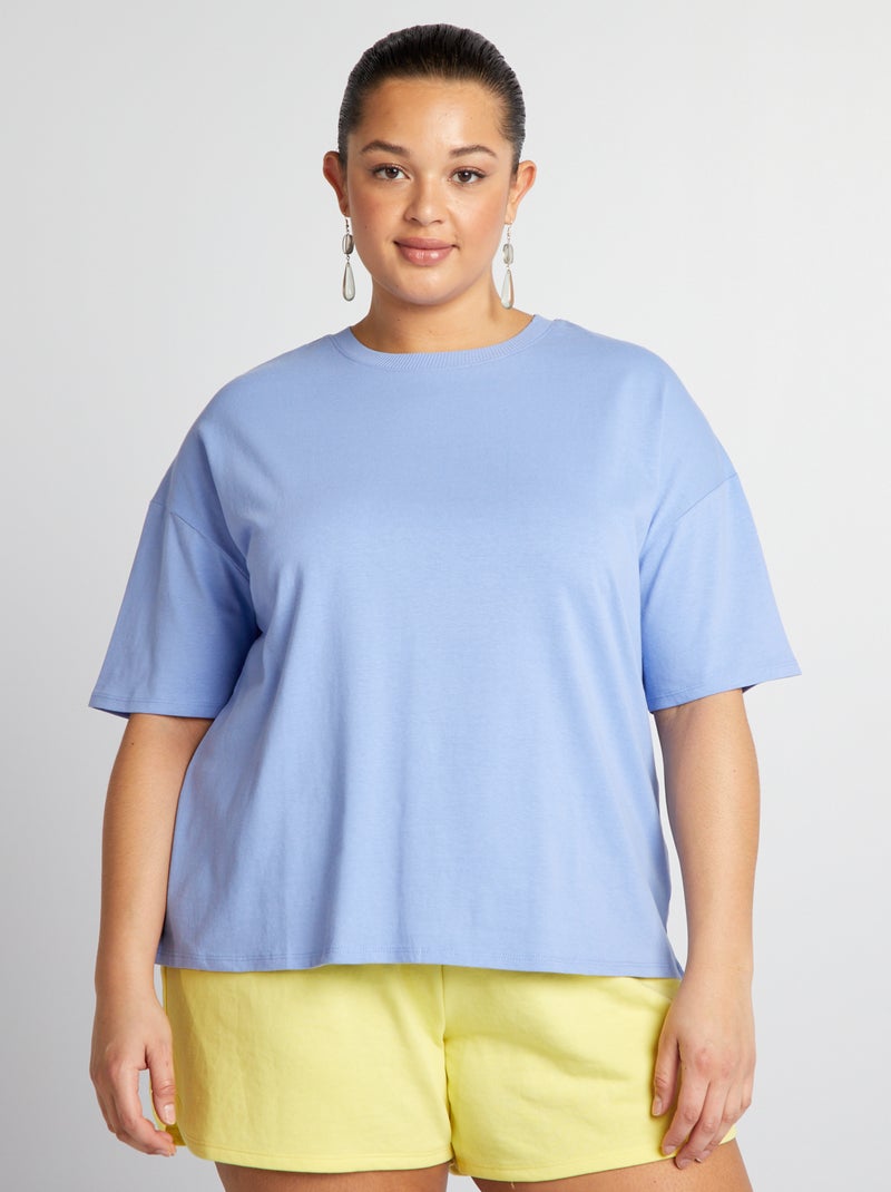 T-shirt basica a spalla scesa - Tough Cotton viola - Kiabi