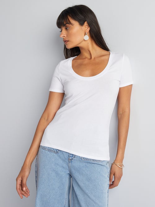T-shirt basica con ampia scollatura - Kiabi