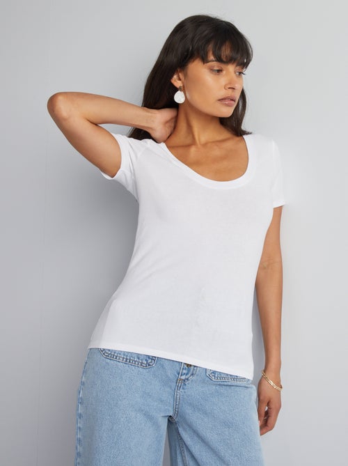 T-shirt basica con ampia scollatura - Kiabi