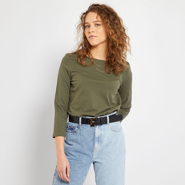 T-shirt basica con collo a barchetta null - KAKI - Kiabi - 4,00€