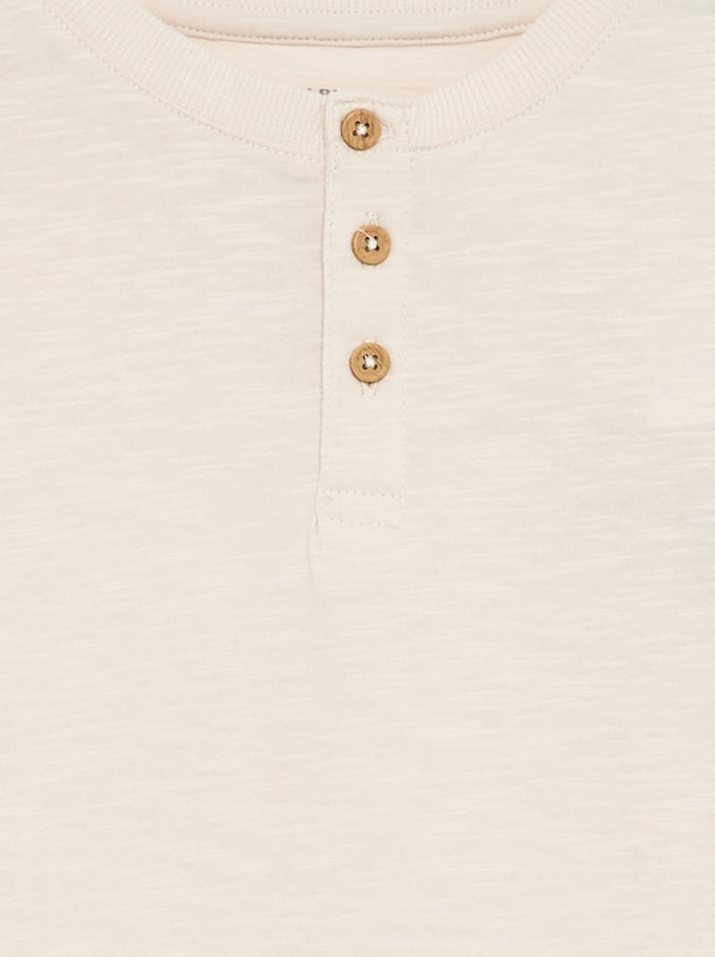 T-shirt basica con collo alla tunisina Bianco - Kiabi