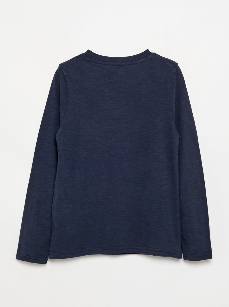 T-shirt basica con collo alla tunisina Blu - Kiabi