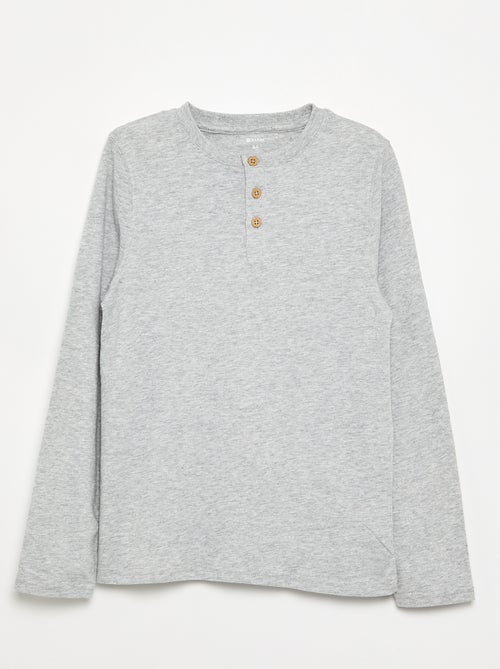 T-shirt basica con collo alla tunisina - Kiabi
