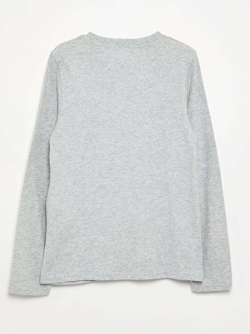 T-shirt basica con collo alla tunisina Grigio - Kiabi