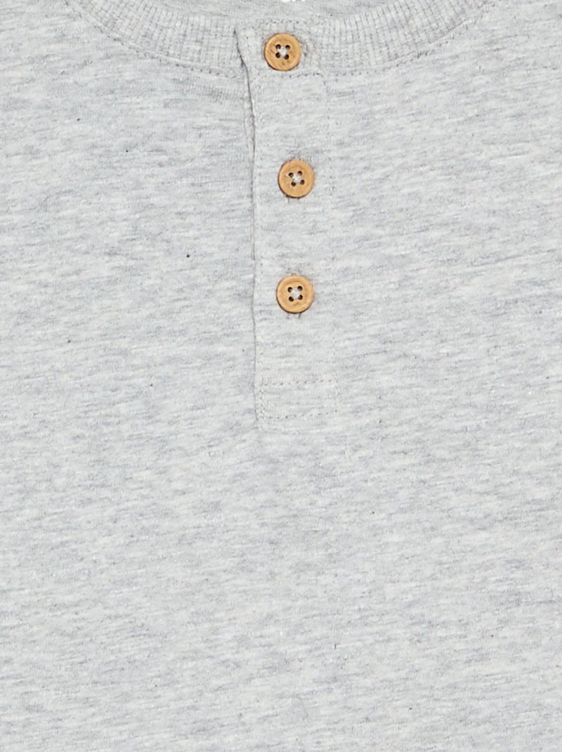 T-shirt basica con collo alla tunisina Grigio - Kiabi