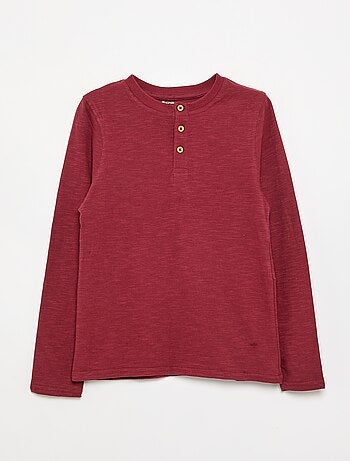 T-shirt basica con collo alla tunisina