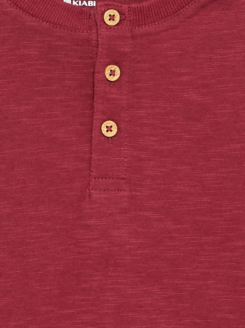 T-shirt basica con collo alla tunisina Rosso - Kiabi