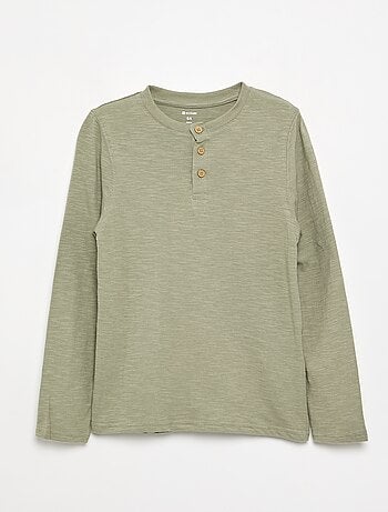 T-shirt basica con collo alla tunisina