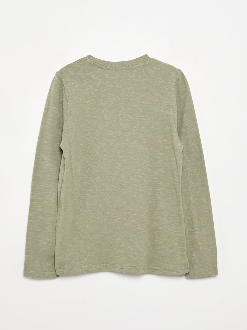 T-shirt basica con collo alla tunisina Verde - Kiabi