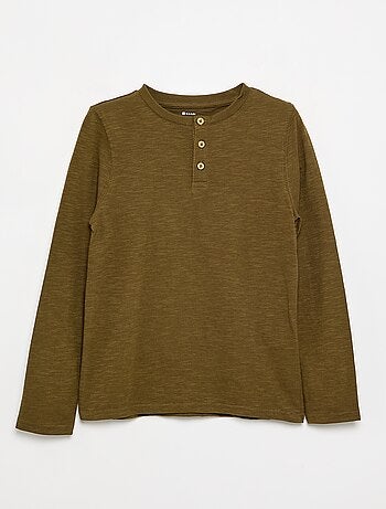 T-shirt basica con collo alla tunisina