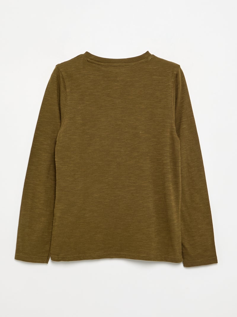 T-shirt basica con collo alla tunisina Verde - Kiabi