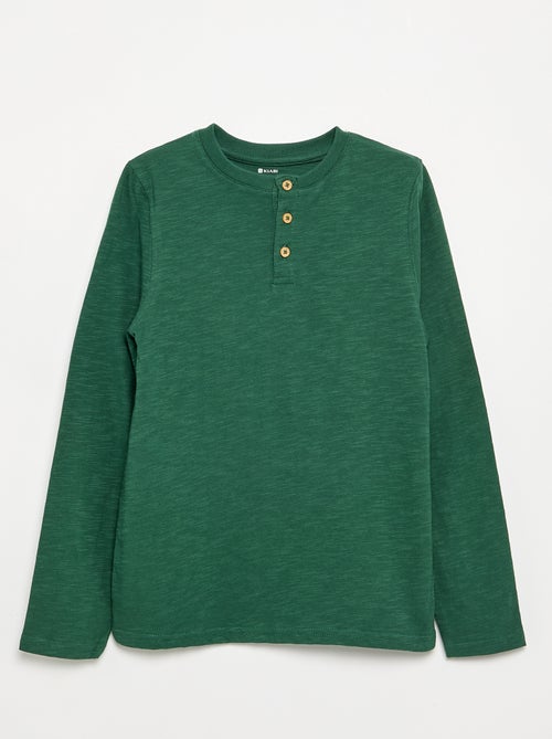 T-shirt basica con collo alla tunisina - Kiabi